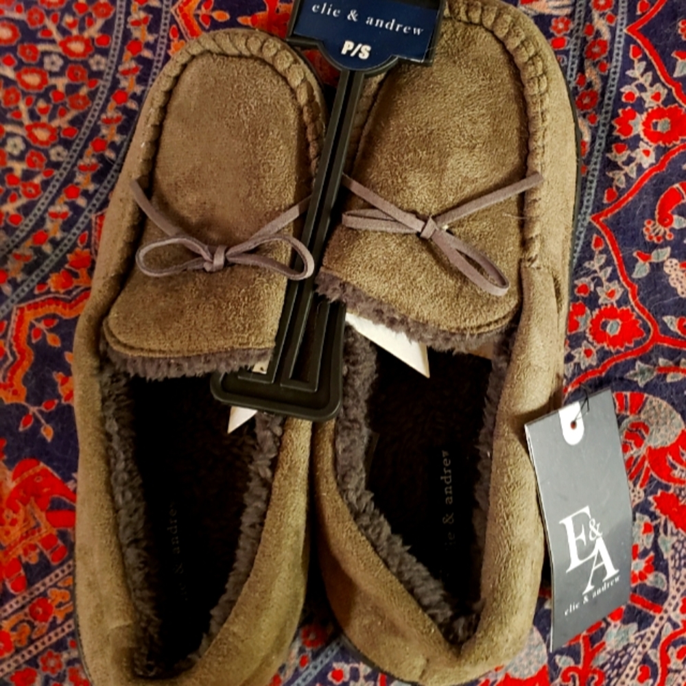 Grey moccasins INDOOR/OUTDOOR Slippers with sole SIZE 8/9